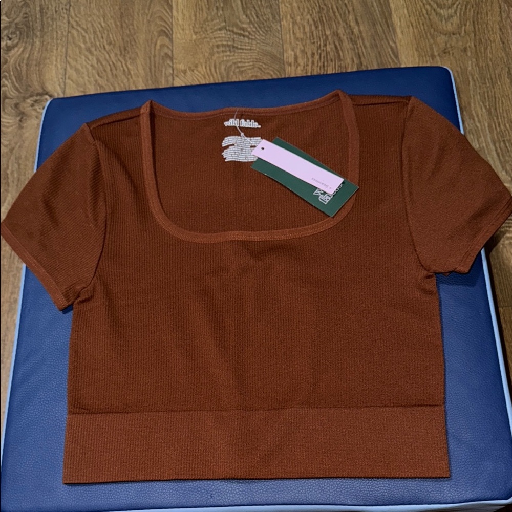 Women's Dark Brown Ribbed Crop Top